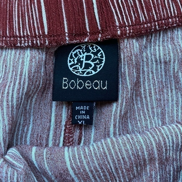 Bobeau Red With White Stripe Off Shoulder Short Sleeve Top Size Large - Picture 6 of 9